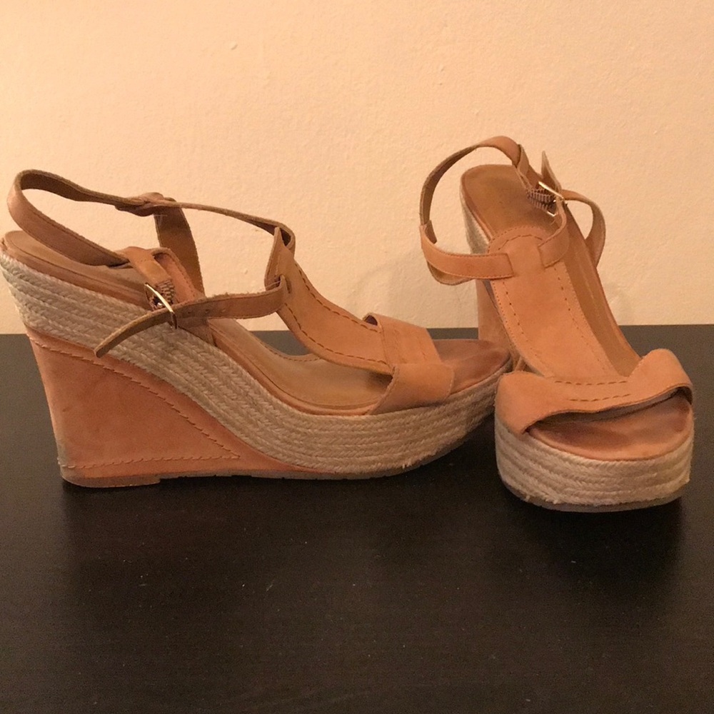 BCBG tan wedges size 10
